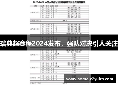 瑞典超赛程2024发布，强队对决引人关注